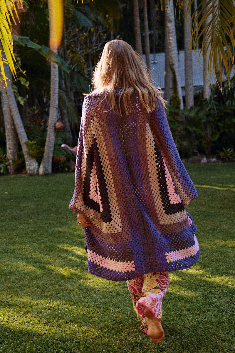 Colorado Girl Long Crochet Coat - Purple - Chasing Unicorns