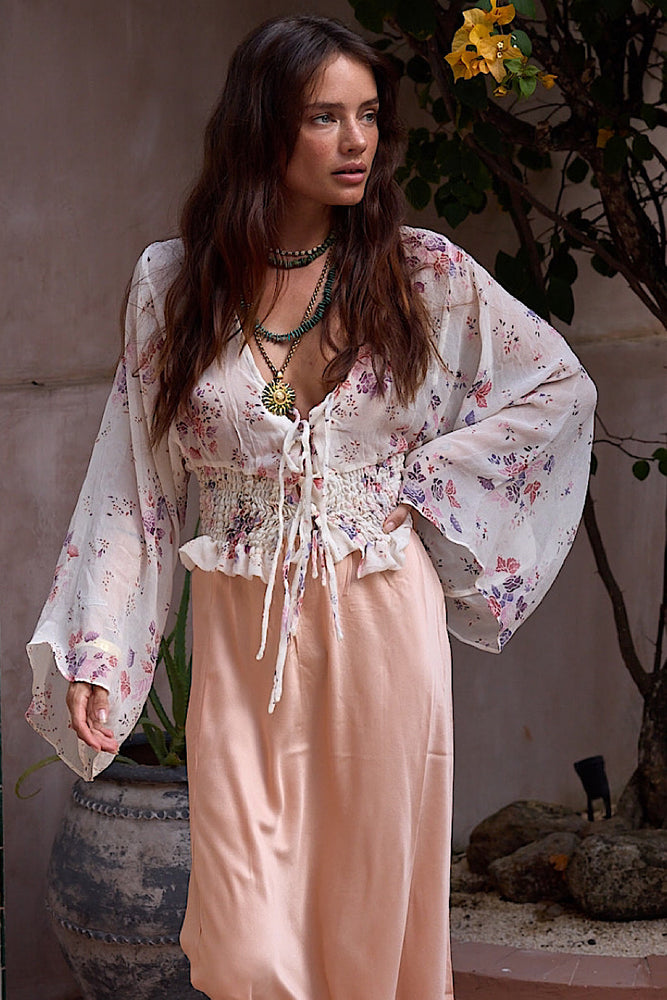 Lust for Life Silk Chiffon Corset Blouse