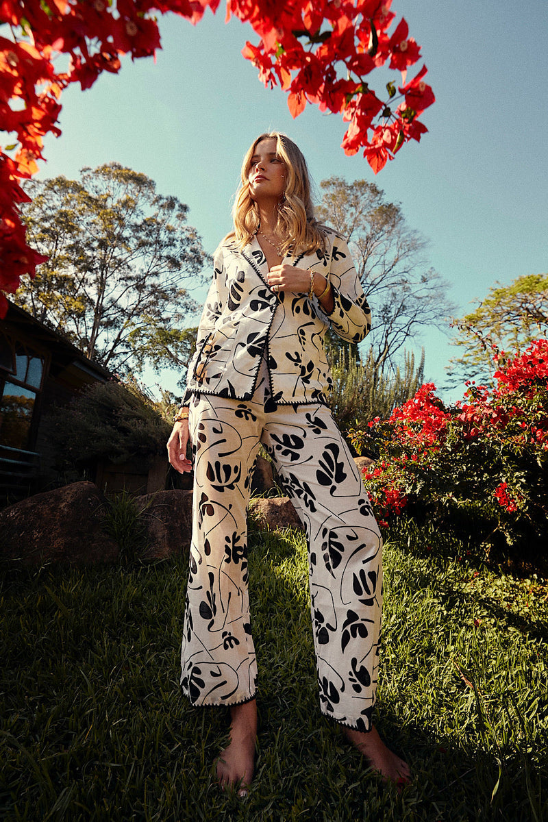 NEW Black Tropical Cropped Linen Flares - Chasing Unicorns