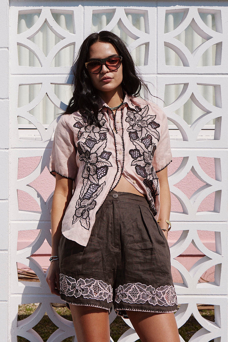 NEW Linen Cutwork Embroidered Blouse - Chasing Unicorns