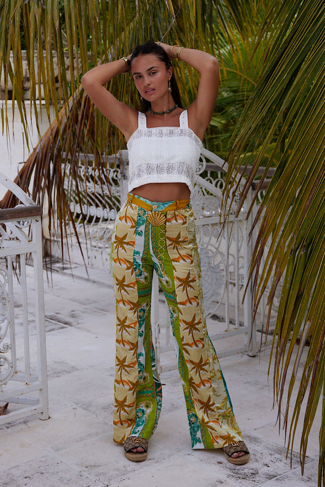 Paint This Town Patchwork Off-Cut Flares - Tropical Floral