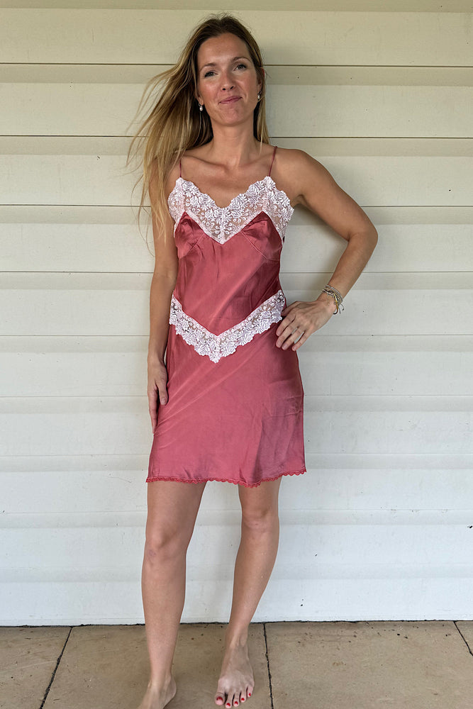 Vintage Silk + Lace Slip Dress