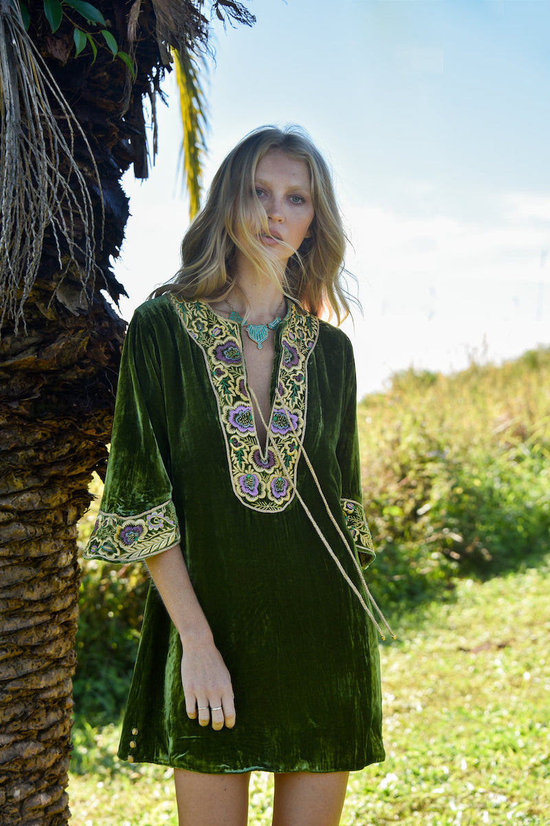 Don'T Pass Me By Silk Velvet Tunic Dress - Chasing Unicorns