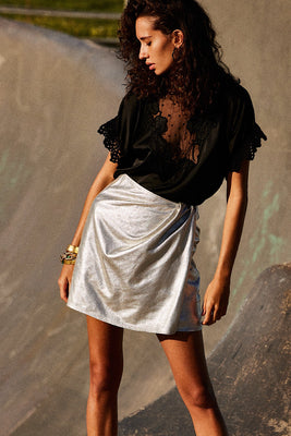 La Isla Bonita Leather Wrap Mini Skirt