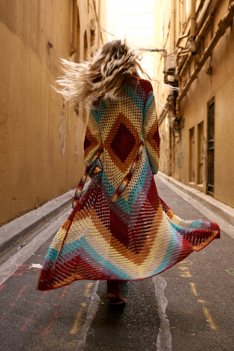Magic Carpet Ride Crochet Long Coat - Happiness - Chasing Unicorns