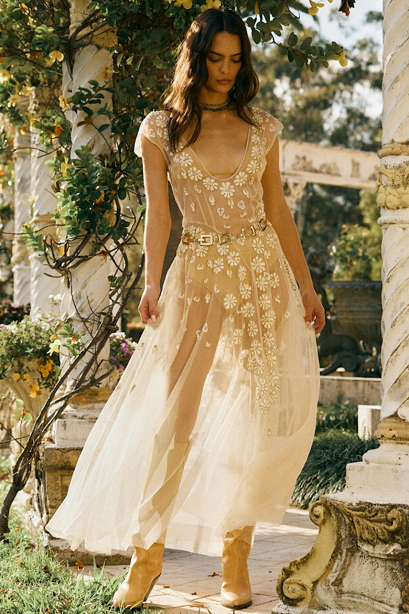 More Than This Tulle, Embroidered + Beaded Maxi Dress - Chasing Unicorns