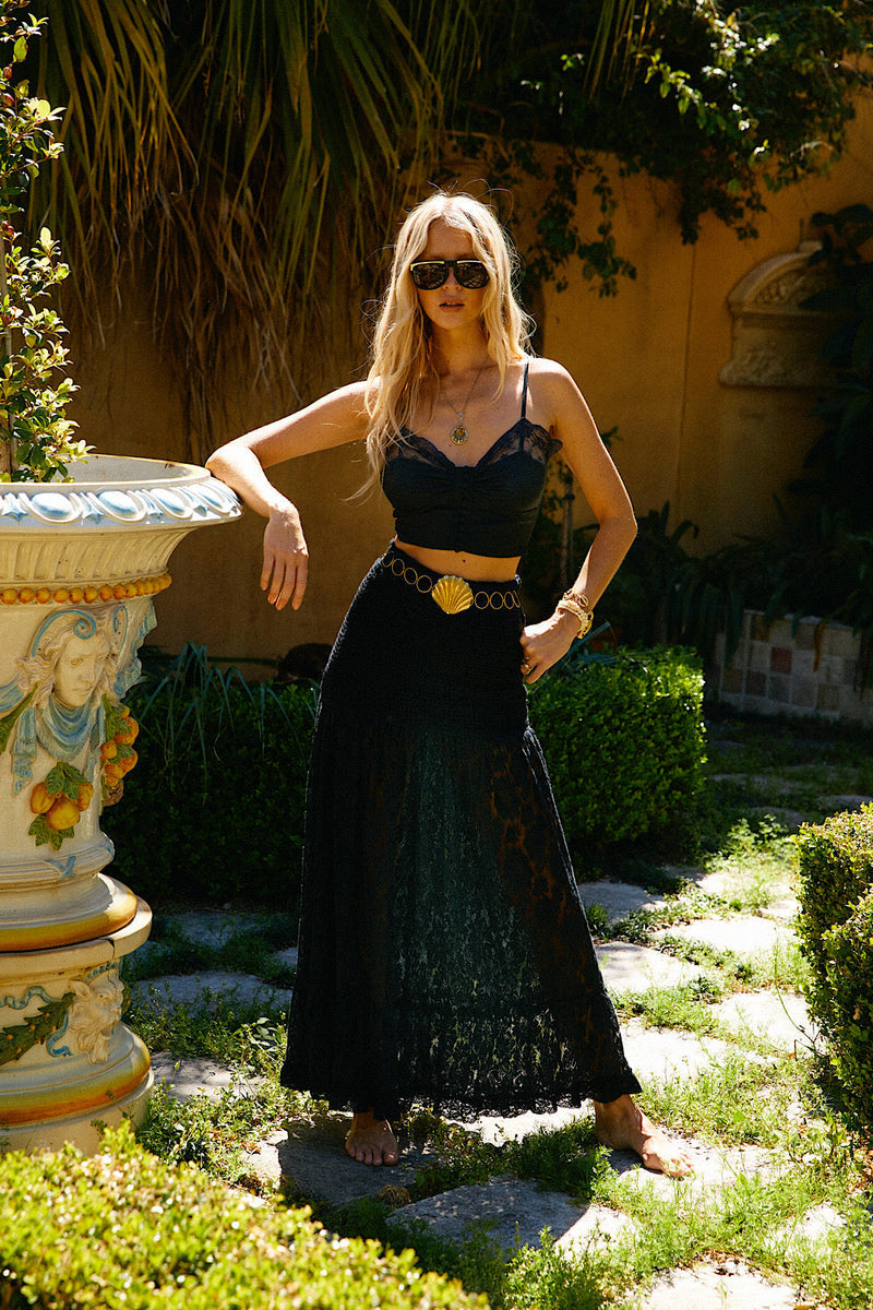Somebody To Love Crochet And Lace Maxi Skirt - Black - Chasing Unicorns